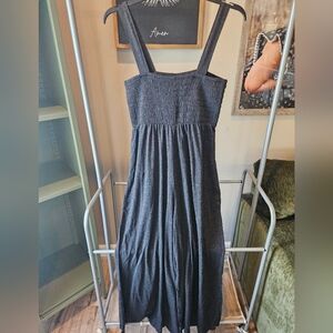 Natural Life Charcoal Gray Jumpsuit Smocked Size Large Wide Leg